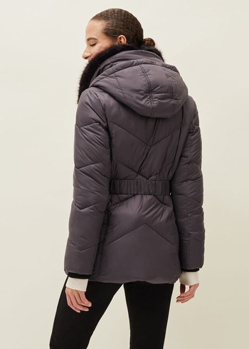 Phase Eight Krissy High Shine Puffer Coats Blue/Grey Canada | KHMSGV-760